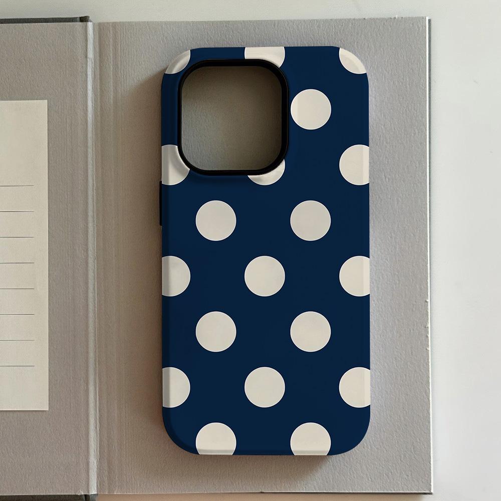 Luxury Polka Dots Phone Case for iPhone 17 16 15 14 13 12 11 X XS XR XSMAX 7 8 Air Pro Max Plus Luxury Double-layer Back Cover
