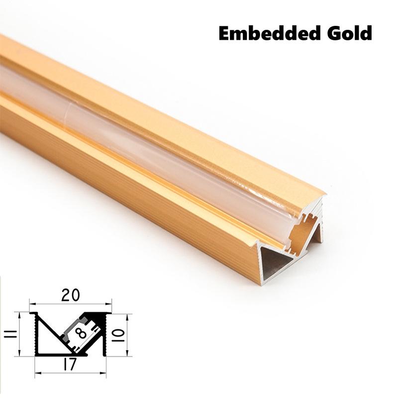 0.5/1m Rose Gold U/W Style LED Aluminum Profile Milky Cover Bar Lamp Cabinet Closet Background Corridor Decor Linear Strip Light