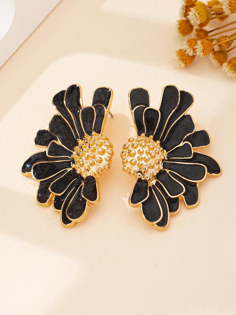 E-Commerce Alloy Enamel Earrings Fashion Trend Flower Earrings Simple And Fresh Flower Stud Earrings Jewelry