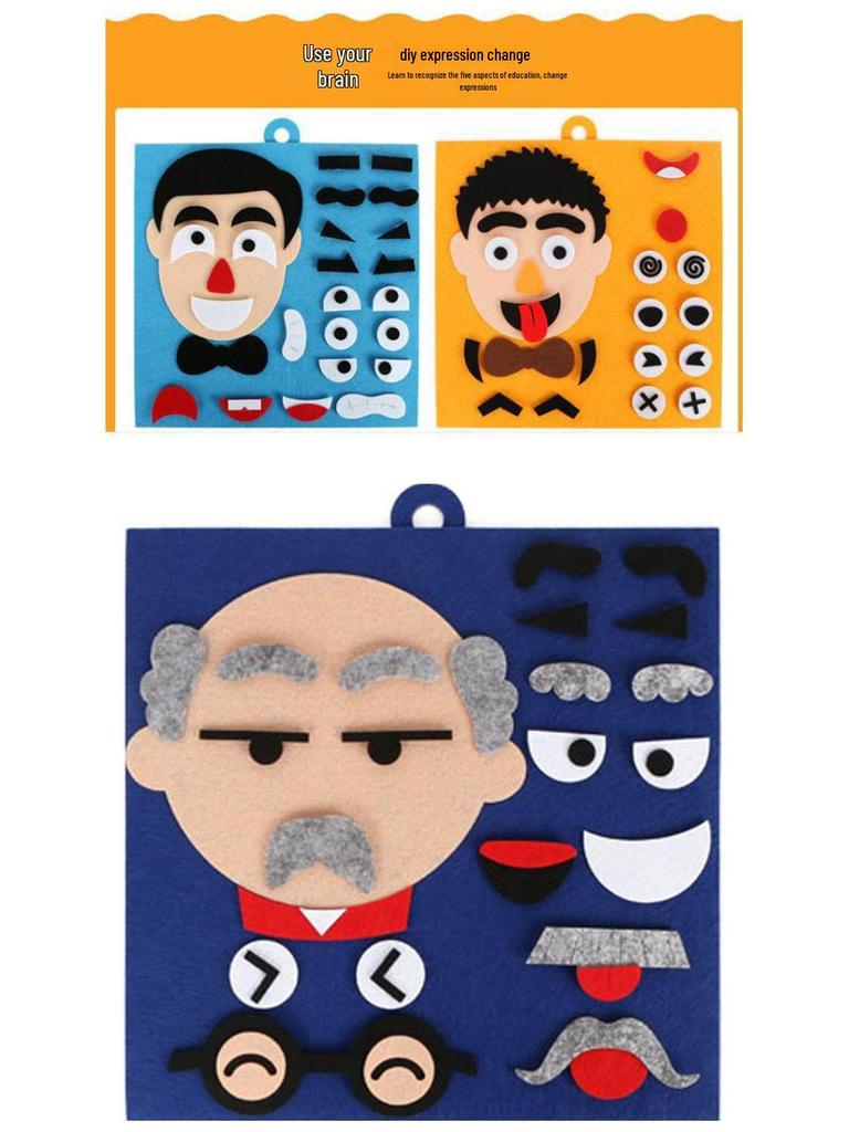 Felt Facial Expression Stickers for Kids - Non-woven Fabric Teaching Aids for Kindergarten