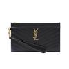Ysl Cassandre Grainy Gold Logo Leather Clutch Women Clutch Black 636313-BOW01-1000