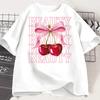 Girls Casual Short Sleeve Round Neck TShirt Summer with Fabric Playful Casual Shirts for Girls Cherry Graphic Tee Comfortable