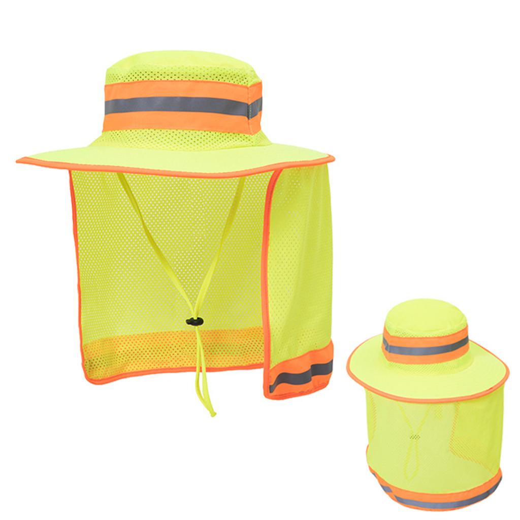 Reflective Safety Hat Sun Hat High Visibility Bucket Hat With Neck Flap Large Cooling Ranger Hat Reflective Bucket Cap