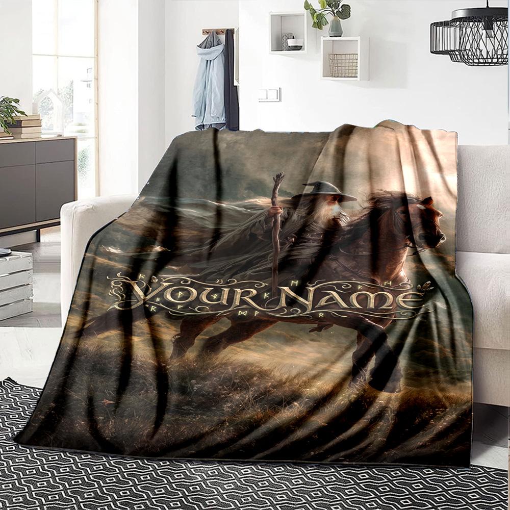 Lord Rings Customize Text Blanket Cozy Personalized Blanket Durable Comfort for Sofa Bed Office Chair Nap Ideal for All Seasons