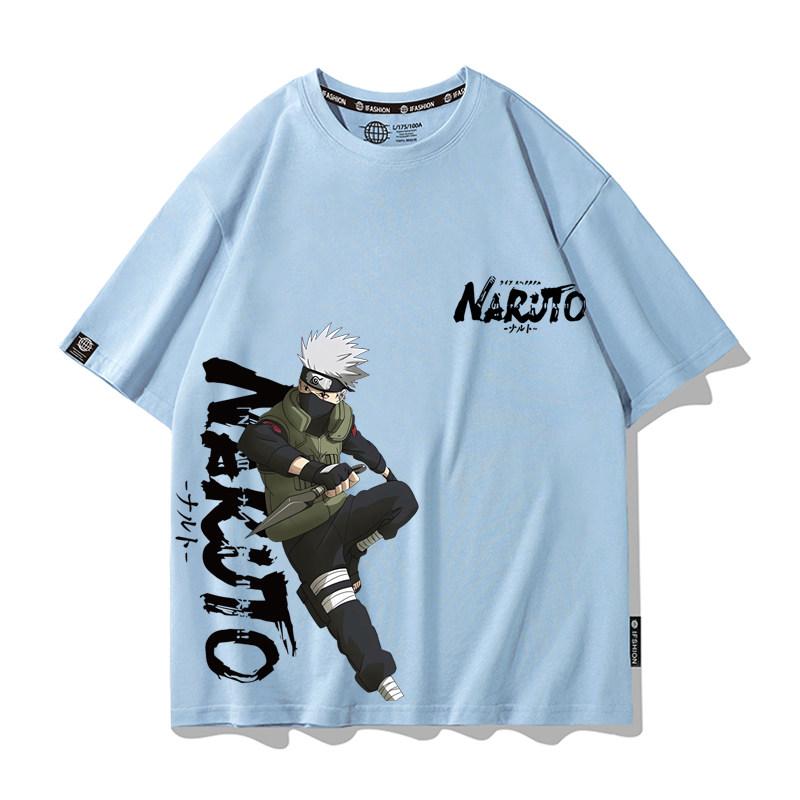 Fashionable Kids T-shirt New Anime Naruto Co-branded with Cartoon Print, Parent and Kids Set, Casual Trend, Short Sleeve T-sh