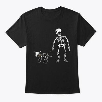 T-shirt Halloween Cane Scheletro Passeggiatore