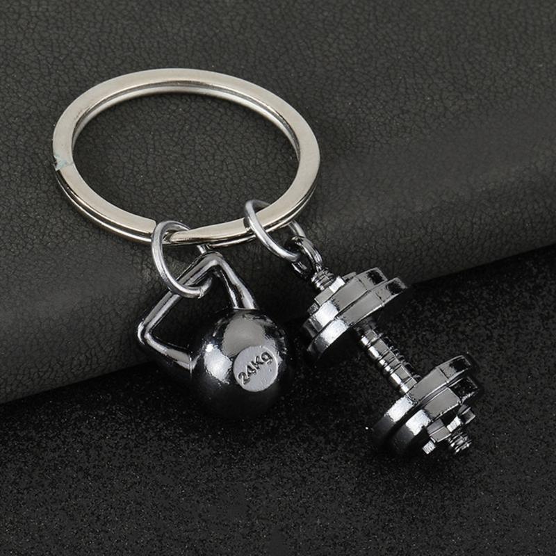 Trendy Workout Inspired Keychain Zinc Alloy Dumbbell Charm For Active Individuals Unique Fitness Gift Choice