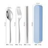 3pc Portable suit students go to school dining suit his knife and fork spoon with receive a case