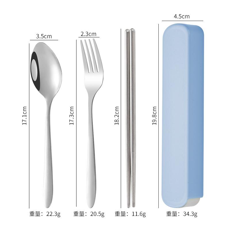 3pc Portable suit students go to school dining suit his knife and fork spoon with receive a case