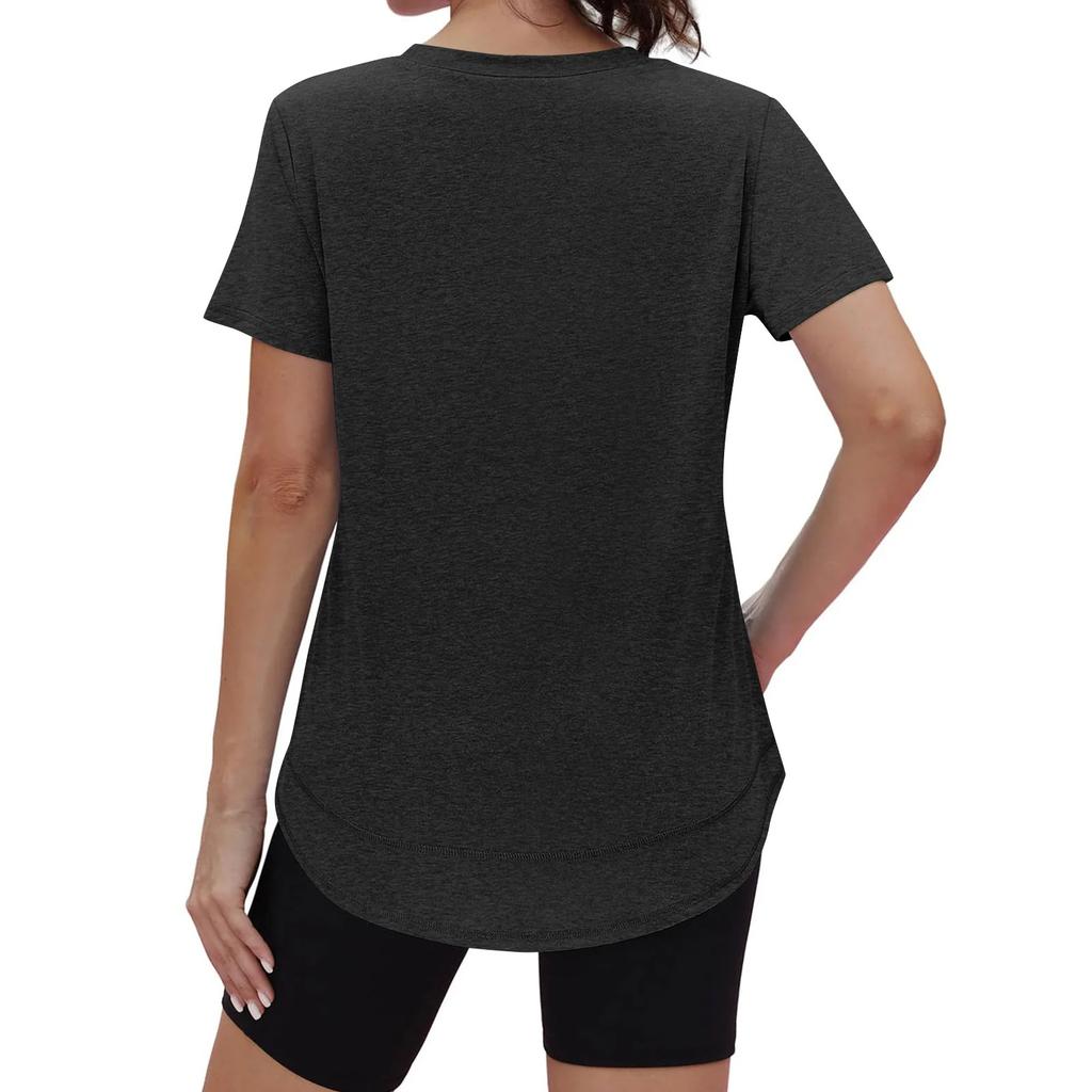 Women's Fashionable Casual Loose-Fit Short-Sleeved Plain Round-Neck Pullover T-Shirt