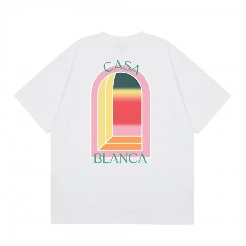 Casablanca Streetwear T-Shirt Men Women Loose Fit Short Sleeve Casual Tee High Street Style