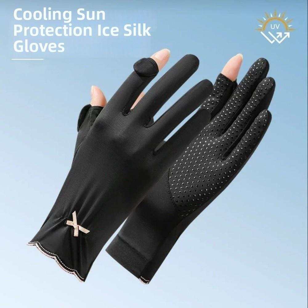 Sun Protection Women Sunscreen Gloves Thin Summer Driving Mittens Ice Silk Riding Gloves  Driving