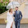 Creative Simplicity Long Handled Umbrella 8 Bone Transparent Umbrella Automatic Windproof Curved Handle Straight Rod Umbrella