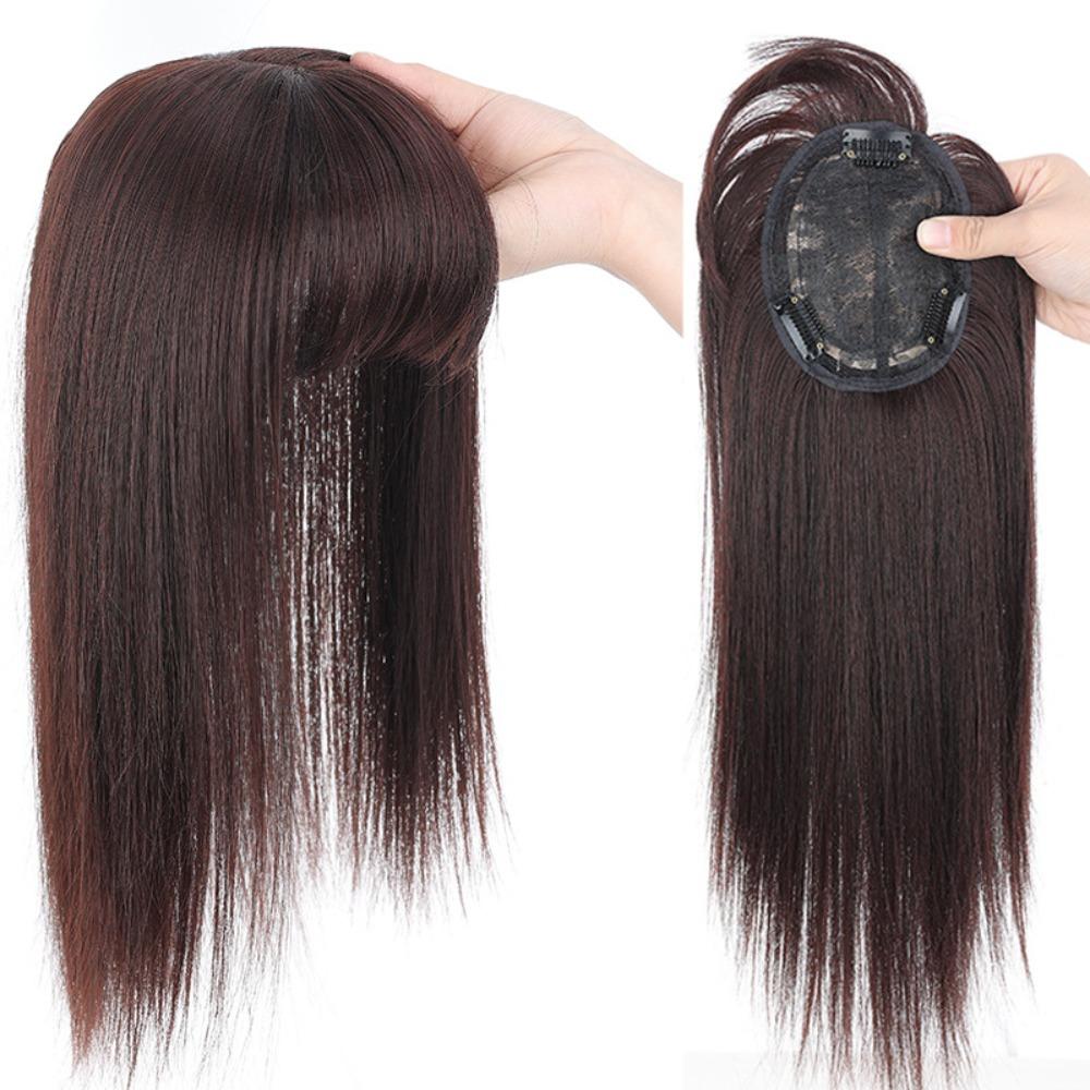 Clip In Increase Hair Volume Topper Hair Piece Long Straight Wig Head Top Wig Block 3D Hair Bangs