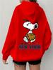 Simple Design Snoopy Printed Zipper Sweater Casual Loose Sweater Cardigan Jacket