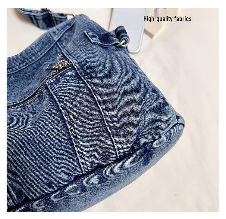 Denim One-Shoulder-Tragetasche im koreanischen Stil 2026 - Vielseitig, großes Fassungsvermögen für Arbeit/Uni