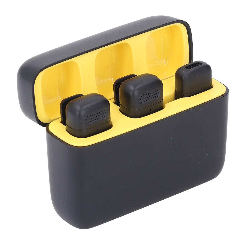 Wireless Lavalier Mic System with Charging Case 2 Transmitter 1 Receiver Lapel Microphone for IOS