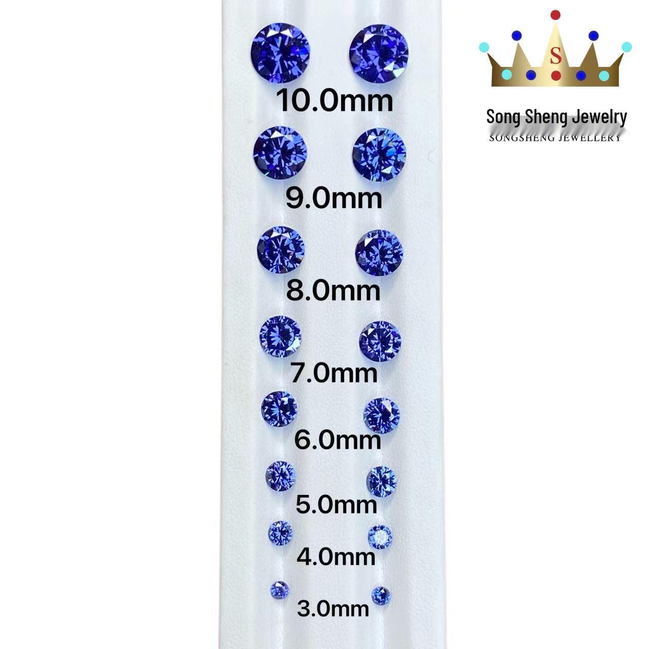 Dark 5A Grade Faceted Round Tanzanite Cubic Zirconia Loose Gemstone 3.0mm Round