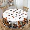 1-Piece Halloween Tablecloth, Grimace Pumpkin And Ghost Design - Black And White Checked Edge, Polyester Fabric