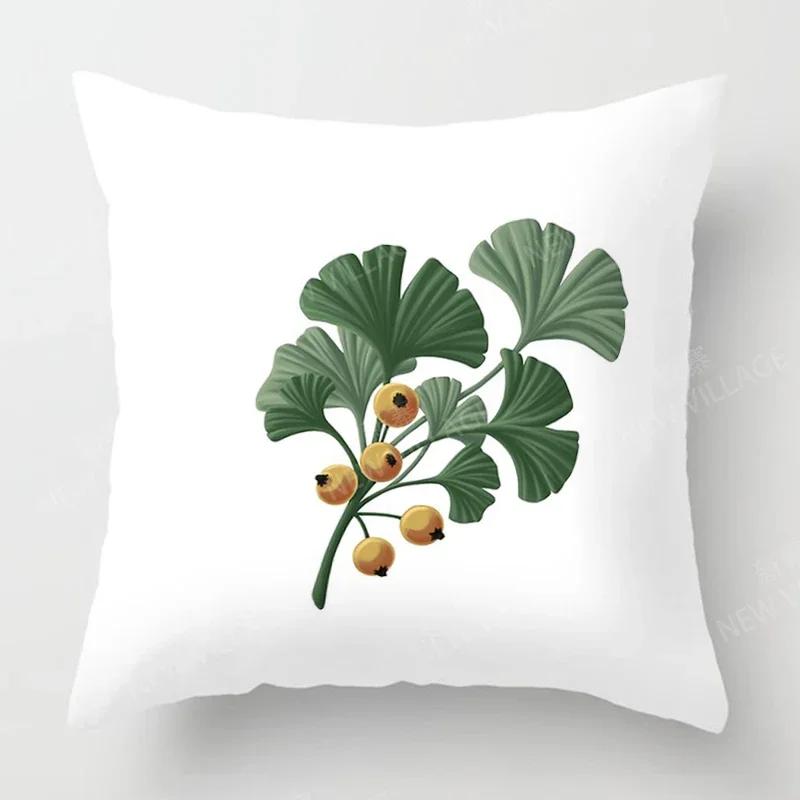 Nordic Fall Home Decor Autumn Throw Pillow Case Sofa Cushion Cover Modern 45X45Cm 45*45 50X50 60X60Cm 40*40Cm Leaf Plant Green