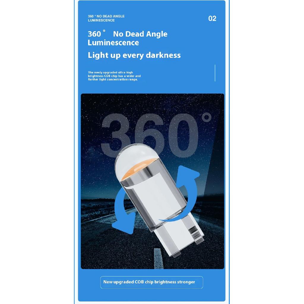 T10 LED Car Wide Light Crystal COB High Brightness W5W License Plate Light Reading Light Motorcycle Car Tail Light Bulb