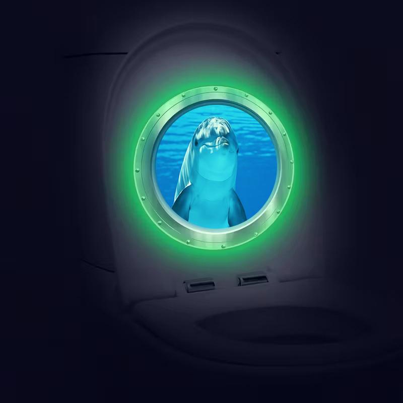 Dolphin Penguin Glow-In-The-Dark Toilet Sticker Self-Adhesive Removable Pvc Wall Decals For Bedroom And Bathroom Home Decor