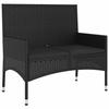 VidaXL 2-Seater Garden Bench with Cushions Black Woven Resin, Seat, Bench Chair, Patio Bench, Bench Seat, 319490