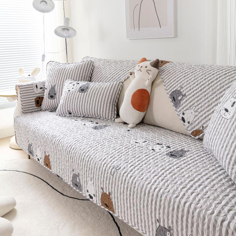 Pure Cotton Is Universal In All Seasons, Small Fresh Sofa Cushion, Non-Slip Cartoon Fabric, Modern Simple Living Room Cover, All-Inclusive Hair