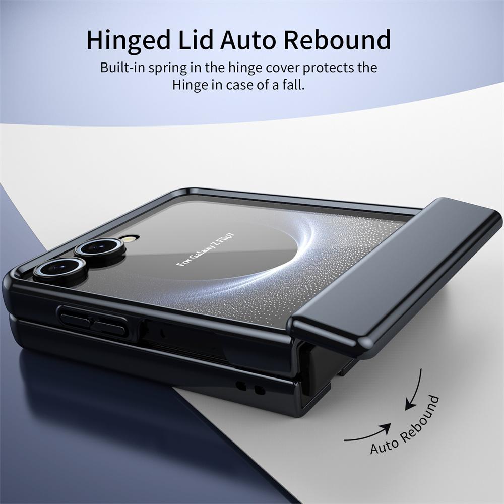 Luxury Matte Plating AG Hinged Phone Case For Samsung Galaxy Z Flip 7 FE 6 5 4 3 Screen Protect Film Hard Shell Shockproof Cover