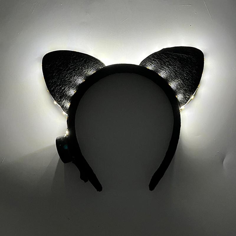 Luminous Cat Ears Headband LED Hair Band Kawaii Hair Accessories for Women Glowing Headband Birthday Christmas Party Supplies