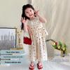 Girls' Summer Sleeveless Lace Trim Set: Sweet Vest Dress with Pants, Princess Style