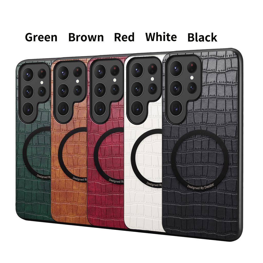 Alligator Pattern Leather Case for Samsung Galaxy S26 Ultra S25 Edge S24 Plus S23 Fe S21 A56 5G Magnetic Wireless Charging Cover