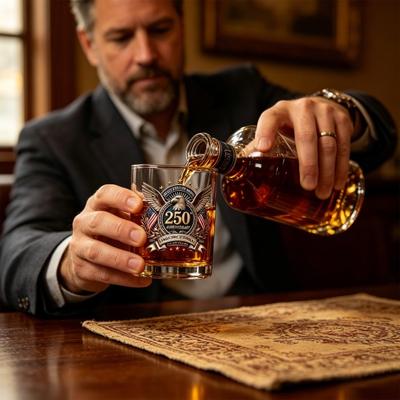 250. Jubiläum Whiskey Karaffe Glas Spirituosenflasche Patriotisches Andenken zum Unabhängigkeitstag Klassisches Geschenk für Sammler Veteranen Geschichtsinteressierte