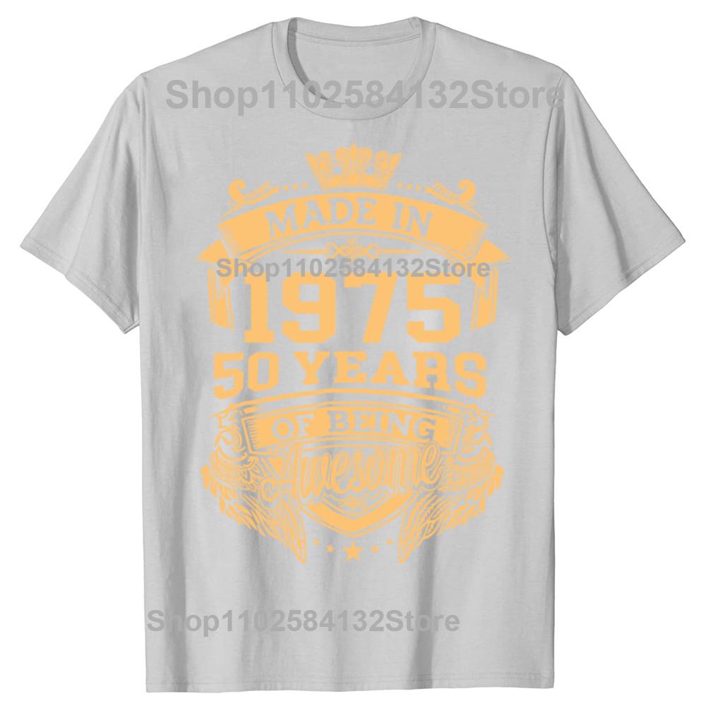 50-årsdagspresenter Män Kvinnor 50 År Gammal Vintage 1975 Party T-shirt Kvinnor Män Kläder Streetwear Grafiska T-shirts Toppar