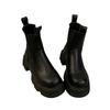 Black versatile thick heel platform Martin boots women's 2025 new summer thin small retro heightening short boots
