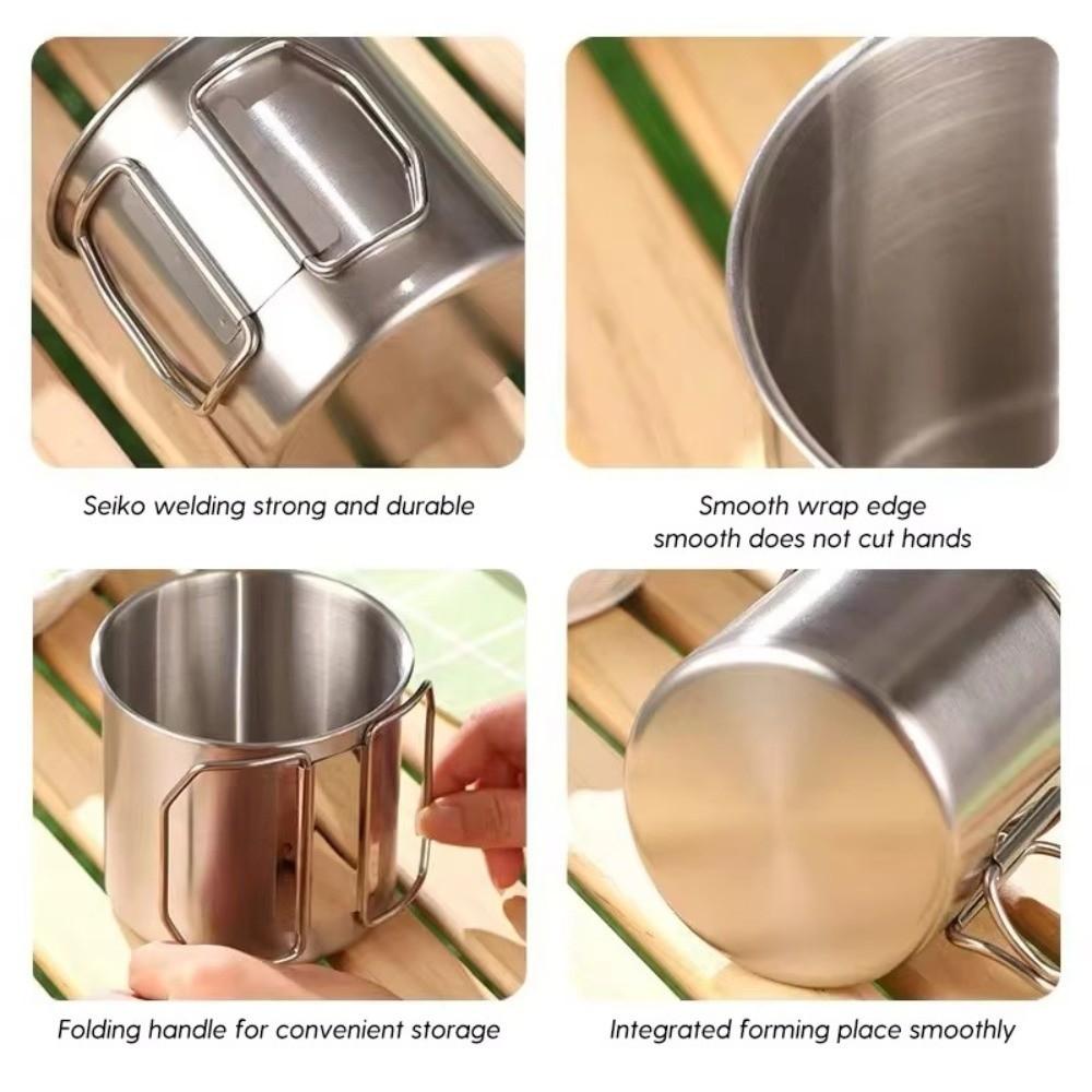250-700ml Camping Cup Foldable Handle Stainless Steel Mug New Water Mug For Camping Travel