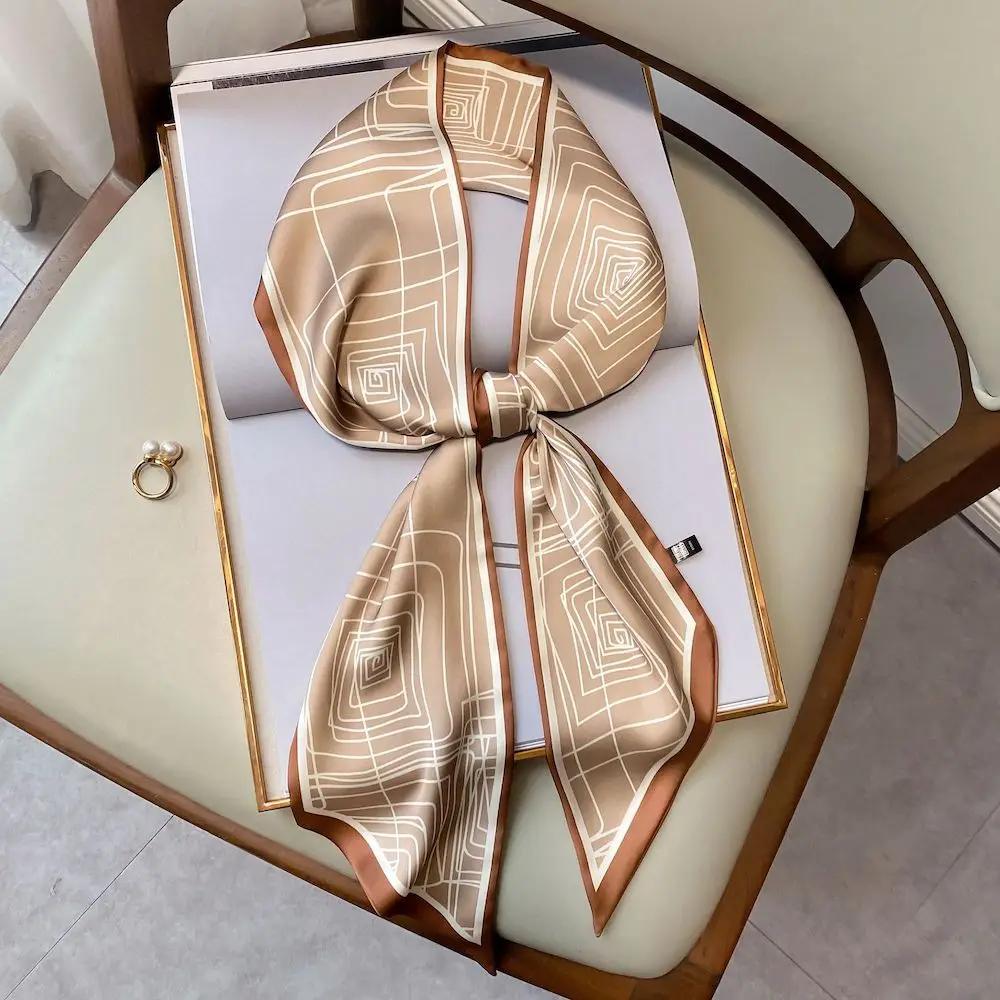 Long Silk Scarf Bag Tie Lady Neck Skinny Scarves Hairband Foulard Horse Print Brand Lady Neckerchief Ribbon  Spring New