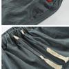 Men'S Cotton Linen Cropped Pants Summer Solid Breathable Linen Trousers Male Casual Capris Elastic Waist Casual Pants
