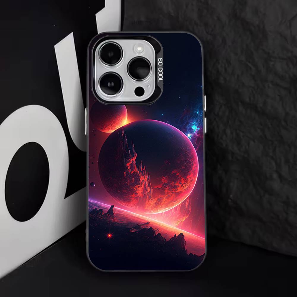Moon Galaxy Universe Cool For iPhone 17,16,15,14,13,12,11,Pro,Max,Plus,E,Air,Mini Anti Fall Black Matte Hard Bumper Phone Case