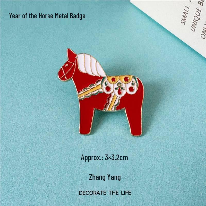 Colorful 2026 Year of the Horse Metal Brooch - Little Horse Pin Badge for Clothing Accessories