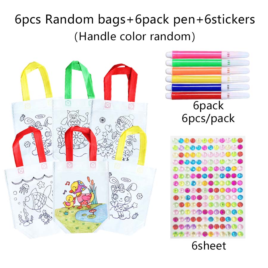 Graffiti Bags Set Children Painting Toys Cartoon Pattern Handmade Diy Art Coloring Game Puzzle Toy Drawing Diamond Stickers Tmz