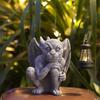 Garden Gargoyle Statue with Solar Light Gothic Lantern Decorative Monster Dragon Creep Scary Sculpture Lighting for Walkway Lawn