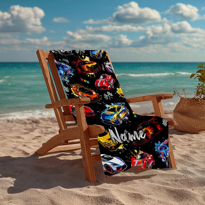Personalisiertes Ultra-Weiches Strandtuch mit Rennsport-Thema, Ideal für Pool - Camping, Tauchen - Perfektes Reiseutensil, Lebendiges Strandtuch.