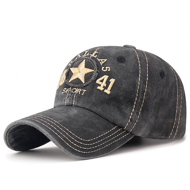 

Unisex Distressed Duckbill Baseball Cap with Three-Line Stitching Adjustable чёрный