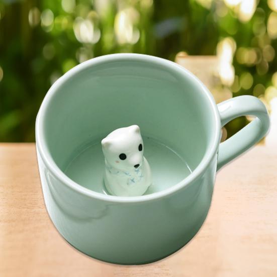 Hrnek na vodu s 3D efektem Nádherná keramická kreativní dekorace Animal Decor Milk Cup Home