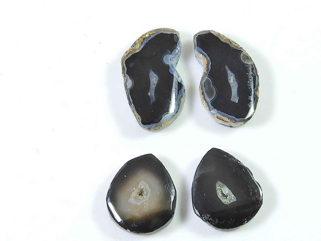 AAA Black Slice Dyed Druzy Agate 2 Matched Pair Fancy Loose Gemstone 14-19MM SK-2219
