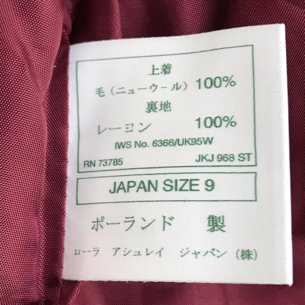 Made in Poland Laura Ashley Short Pea Coat 9 Women M Red×Beige Check Outer Jacket(USED)