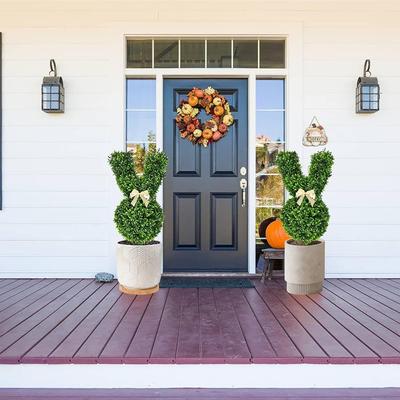 Yapay Tavşan Topiary Yeşil Paskalya Tavşanı Topiary Ağacı Sahte Yeşillik Tavşan Bitkisi Paskalya İlkbahar Veranda Bahçe Dekorasyonu İçin