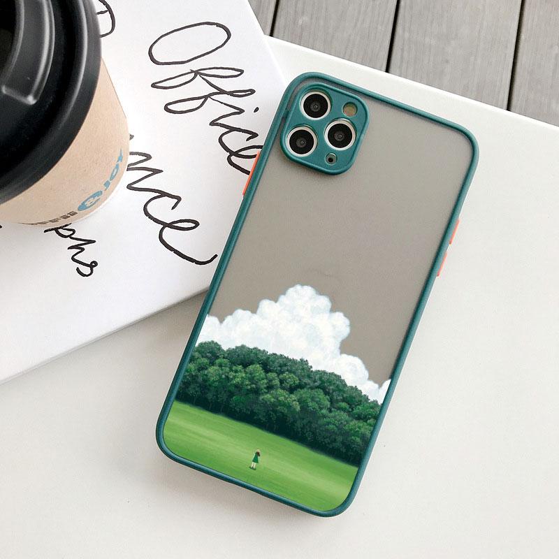 Scenery Girl Cute Illustration Phone Case For iPhone 16 15 13 12 11 Pro Max Mini SE2 7 8 14 Plus XS X XR Shockproof Back Cover