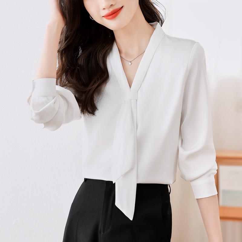 Camicia Formale da Donna a Maniche Lunghe in Seta di Gelso per Primavera/Autunno 2025